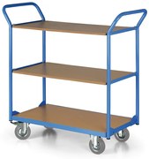 Wózek półkowy, 3 półki 450 x 700 mm, koła 125 mm z szarą gumą