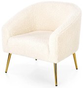 Fotel wypoczynkowy boucle kremowy + złoty A1-T38