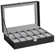 Kasetka na zegarki 12 sztuka, Czarna, Elegancka JWB12BK