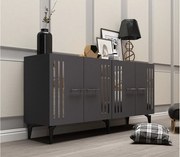 Komoda – 150 cm – Antracyt i srebro – Płyta wiórowa pokryta melaminą