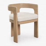 Zestaw 2 Krzeseł Ogrodowych Z Podłokietnikami Z Drewna Akacjowego I Tkaniny Bouclé Kandroa Jasny Akacjowy Brąz - Sklum