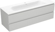 Mexen Rivel szafka łazienkowa 140 cm z umywalką Vela, 2 szuflady, ryflowana , szara mat/biała mat - 91A20-14047-2-BFF62-W23M0