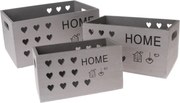 Zestaw drewnianych skrzynek Home, 3 szt., szary