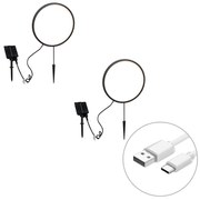 Zewnetrzna Zestaw 2 czarnych lamp na szpikulec 60cm z wbudowanym akumulatorem LED i panelem słonecznym IP65 - AdalindDesignerski Oswietlenie zewnetrzne