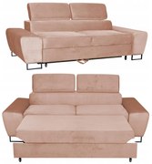 Sofa kanapa Bosso salon Family meble ciem. beżowy welur reg zagłówek