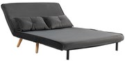 HOMCOM Dwuosobowe sofa do spania, kanapa, która przekształca się w łóżko, regulowane oparcie, pokrycie materiałowe, metalowa rama, szary