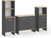 Zestaw mebli łazienkowych antracyt/złoty dąb 131.4x26.3x108.2 karli