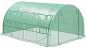 Outsunny Szklarnia foliowa, Szklarnia, przechodnia, Okno siatki, Rama metalowa, 4x3x2m, Zielony