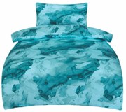 Pościel satynowa Deluxe Minerals turkus, 140 x 200 cm, 70 x 90 cm