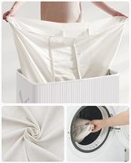 BAMBUSOWY KOSZ NA PRANIE, BIELIZNĘ, POJEMNIK NA ZABAWKI TRZYKOMOROWY, BIAŁY, 3 x 50L