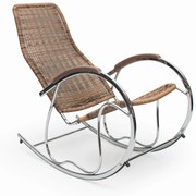 BENNY fotel bujany brąz mix stal chromowana, bujak, rattan syntetyczny
