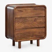Komoda Z 3 Szufladami 80x40 Cm Z Drewna Mango Gina Ciemny Drewniany Uchwyt - Sklum