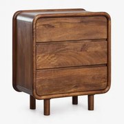 Komoda Z 3 Szufladami Z Drewna Mango Gina Ciemny Drewniany Uchwyt - Sklum