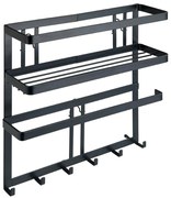 Wenko Wielofunkcyjna półka kuchenna z haczykami Gala, 33 x 9 x 30 cm