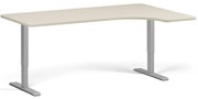 Biurko z regulacją wysokości, 180x120 cm, 2 silniki, L/P, szara podstawa, brzoza