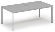 Stół konferencyjny PRIMO INVITATION, 200x100 cm, szary + port blatowy TYP I, srebrny