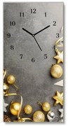 Zegar ścienny Pionowy-Złote Gwiazdki Bombki Święta