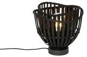 Orientalna lampa stołowa czarna bambusowa 25 cm - PuaKolonialny Oswietlenie wewnetrzne