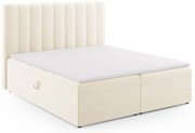 Beżowe łóżko boxspring ze schowkiem 180x200 cm Gina – Milo Casa
