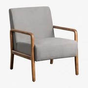 Zestaw 2 Foteli Maylene Z Drewna Kauczukowego Tkaniny Jasnoszary - Sklum