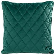 Poszewka na poduszkę pikowana karo welwet z wypustką ciemny turkus 45x45 cm