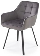 Tapicerowane popielate krzesło na metalowej podstawie F2-K32