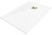 Mexen Stone+ brodzik kompozytowy prostokątny 90 x 70 cm, biały, maskownica złota - 44107090-G