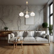 Złoty żyrandol klasyczny Marbella 3 Gold z trzema szklanymi kloszami – lampa sufitowa do salonu, jadalni lub kuchni w stylu glamour, art deco i shabby