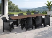 Zestaw mebli ogrodowych dla 8 osób Castello 76 z rozkładanym stołem 160-260 cm, orzech/czarny