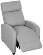 HOMCOM Fotel relaksacyjny, regulowany 135°, wysuwany podnóżek, wyściełane oparcia, len-poliestru, jasnoszary