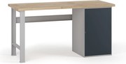 Stół warsztatowy G7, blat bukowy, 1700 x 685 x 840 mm, 1x szafka, grafitowy