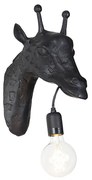 Vintage Lampa ścienna czarna - Zwierzę Żyrafa Rustykalny / Vintage Oswietlenie wewnetrzne