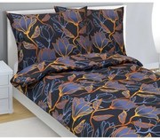 Bellatex Pościel bawełniana Kwiat ciemnoniebieski,140 x 200 cm, 70 x 90 cm