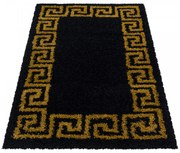 Dywan shaggy Hera klasyczny czarno-złoty 80 cm x 150 cm