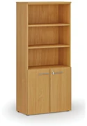 Szafa biurowa kombinowana PRIMO WOOD, drzwi na 2 poziomach, 1781 x 800 x 420 mm, buk
