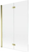 Mexen Mist parawan nawannowy 2-skrzydłowy lewy 120 x 150 cm, transparent, złoty - 8A9-120-002-50-00-L