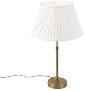 Lampa stołowa brązowa z plisowanym abażurem białym 35cm - Parte klasyczny/Antyczny Oswietlenie wewnetrzne