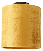 Lampa sufitowa aksamitny klosz w kolorze czarnym matowym ze złotem 25 cm - Combi Nowoczesny Oswietlenie wewnetrzne
