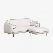 Sofa Trzyosobowa Z Pufą Z Tkaniny Biel Tkaniny Biała - Sklum