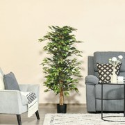 HOMCOM sztuczne rośliny w doniczce 150 cm FICUS sztuczne drzewo doniczka plastikowa