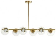Lampa wisząca ze szczotkowanego mosiądzu z 6 kloszami ze szkła w stylu vintage – szer. 128 cm – YUKON