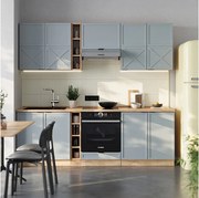 Aneks kuchenny jasnoniebiesko-szary/złoty dąb 235x46x81.6 fame-line