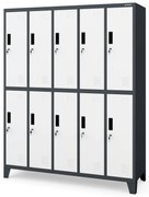 Szafka BHP ubraniowa 10-drzwiowa antracytowo-biała: BARTEK, 1360 x 1720 x 450 mm