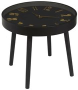 Czarny okrągły stolik kawowy z zegarem K6-T49