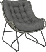 Outsunny Fotel rattanowy z poduszką, wyściełany fotel ogrodowy z polirattanu, fotel wiklinowy do 120 kg | Aosom PL