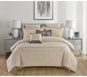 Beżowa pościel jednoosobowa z bawełny renforcé z prześcieradłem/6-częściowa 140x200 cm Calm of Lines – Mila Home Luxury