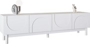 Niska szafka RTV z 4 falistymi, giętymi drzwiami - 169 x 34 x 45 cm - MDF + płyta wiórowa - biała
