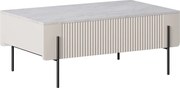 Stolik kawowy z szufladami Malmi 100 cm - kaszmir / crema bianca / czarne nóżki