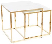 Ława GLORIA biały marmur/złota SIGNAL