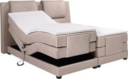 Łóżko kontynentalne: zagłowie + elektryczne stelaże relaksacyjne + materace + nakładki na materac CASTEL marki PALACIO -  2 x 80 x 200 cm - Beżowa tkanina